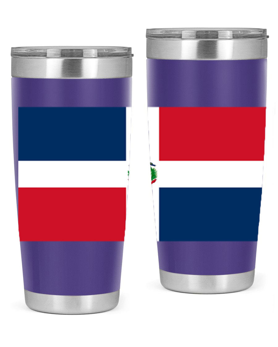 Dominican Republic 148# Tumbler showcasing double wall vacuum stainless steel design with vibrant flag print.