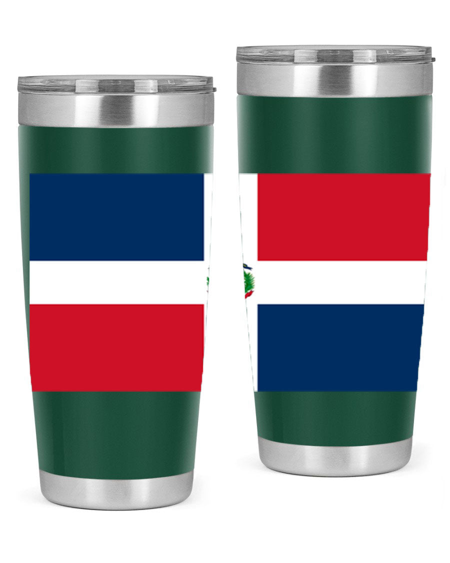 Dominican Republic 148# Tumbler showcasing double wall vacuum stainless steel design with vibrant flag print.