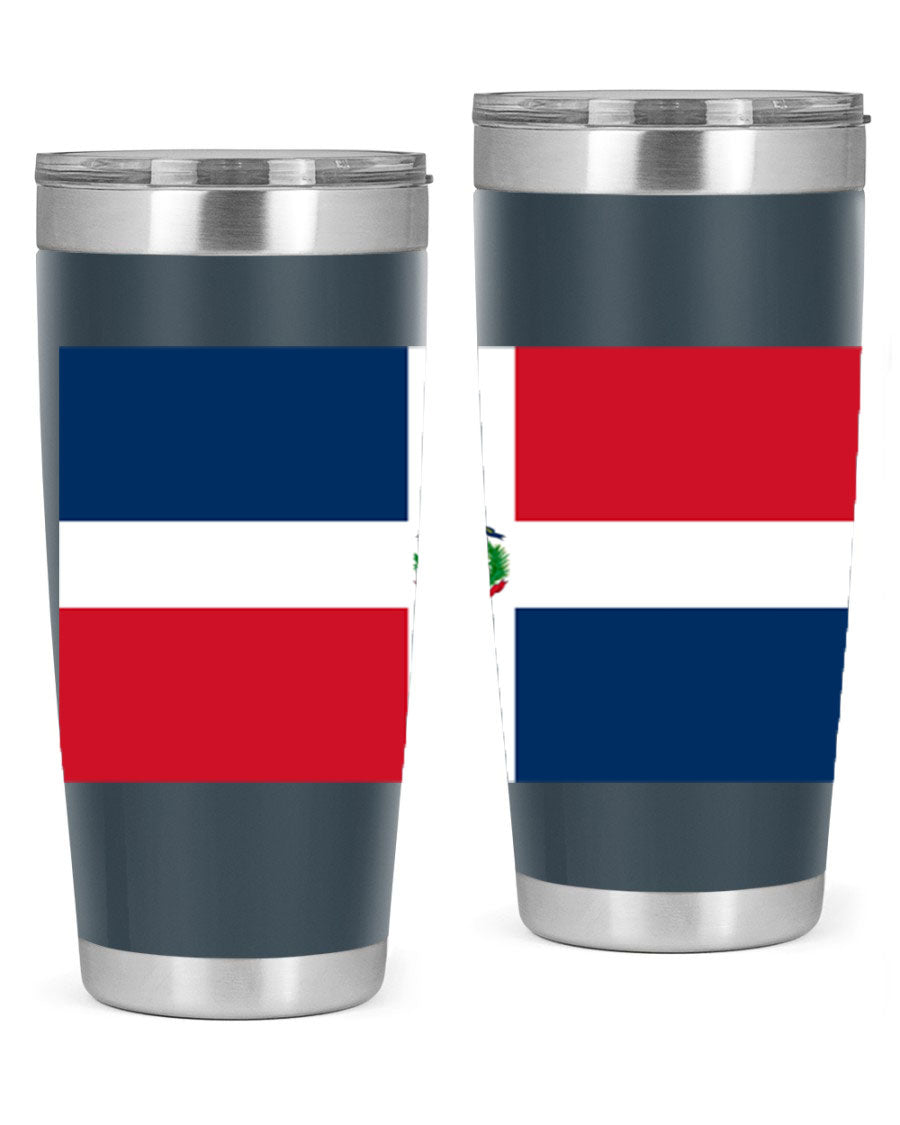 Dominican Republic 148# Tumbler showcasing double wall vacuum stainless steel design with vibrant flag print.