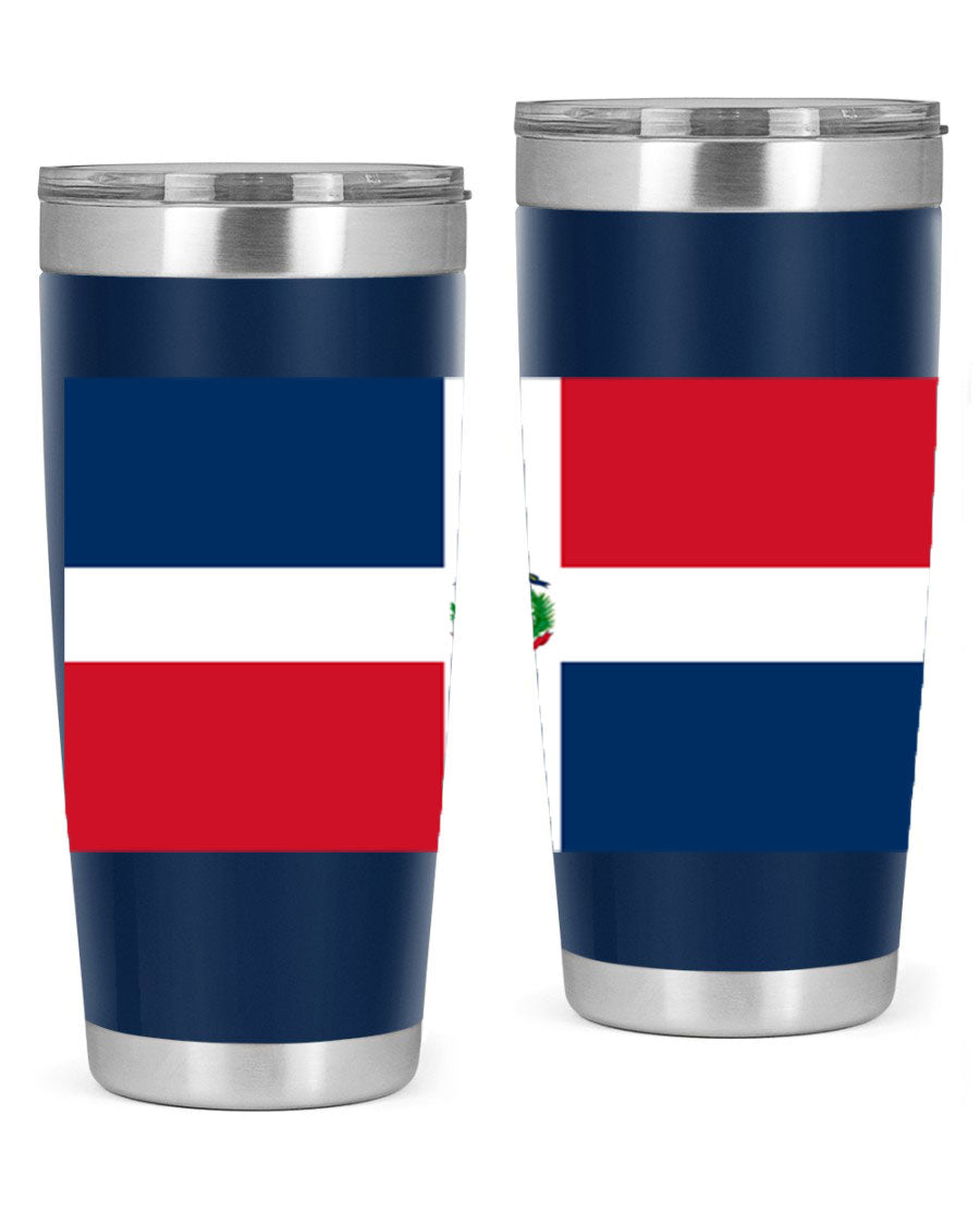 Dominican Republic 148# Tumbler showcasing double wall vacuum stainless steel design with vibrant flag print.