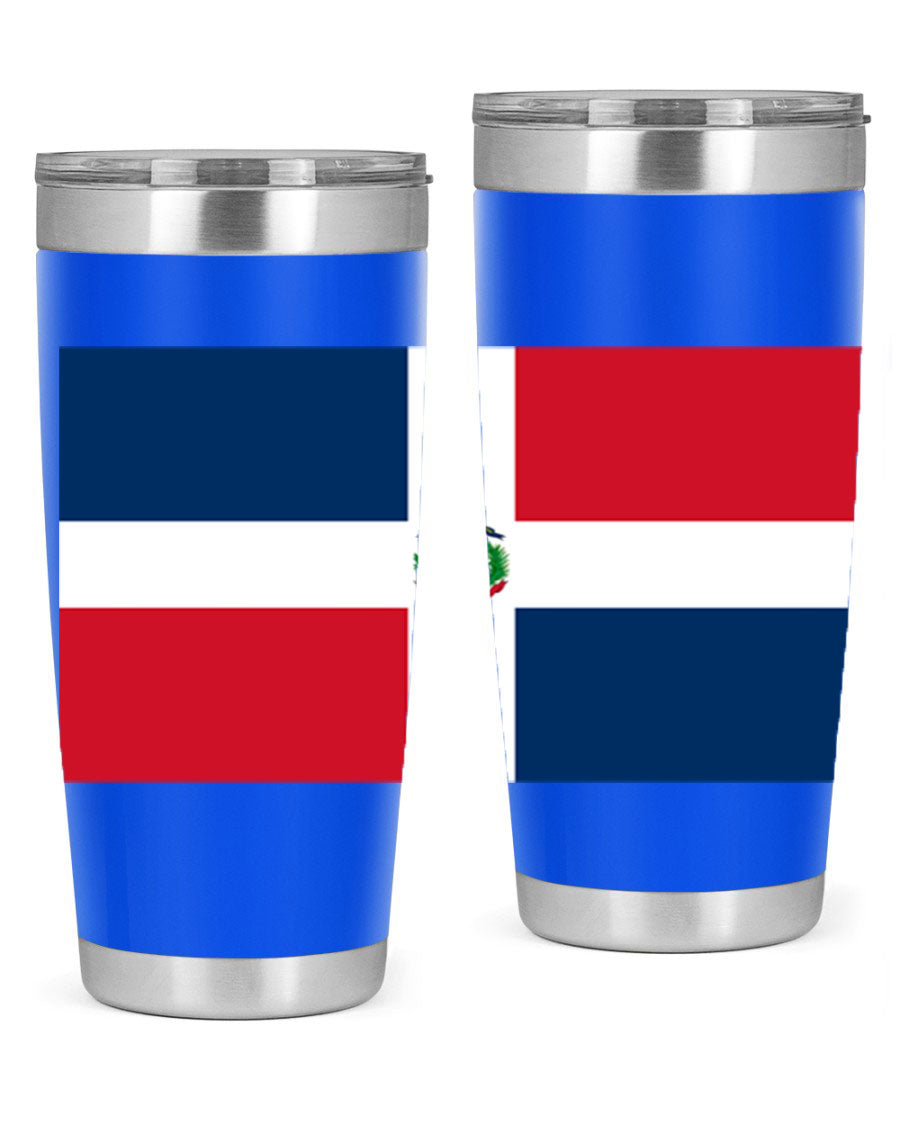 Dominican Republic 148# Tumbler showcasing double wall vacuum stainless steel design with vibrant flag print.