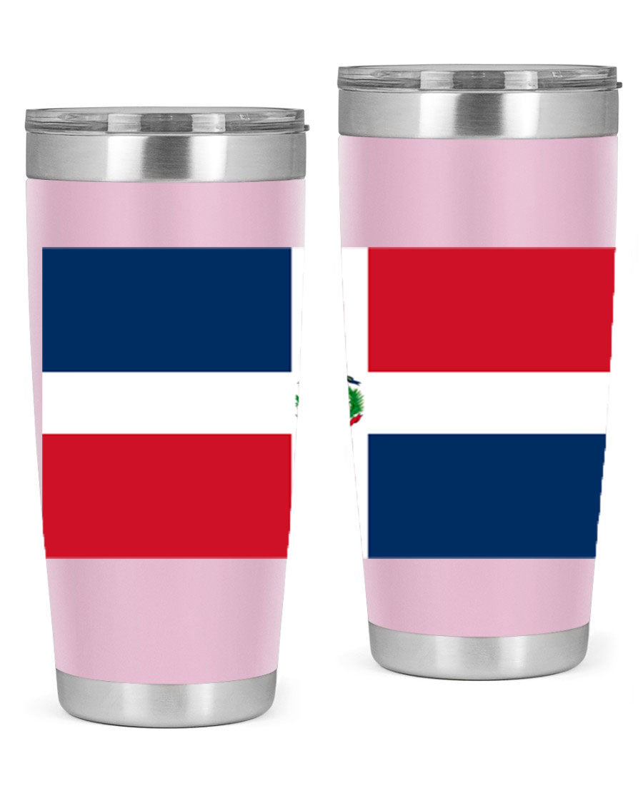 Dominican Republic 148# Tumbler showcasing double wall vacuum stainless steel design with vibrant flag print.