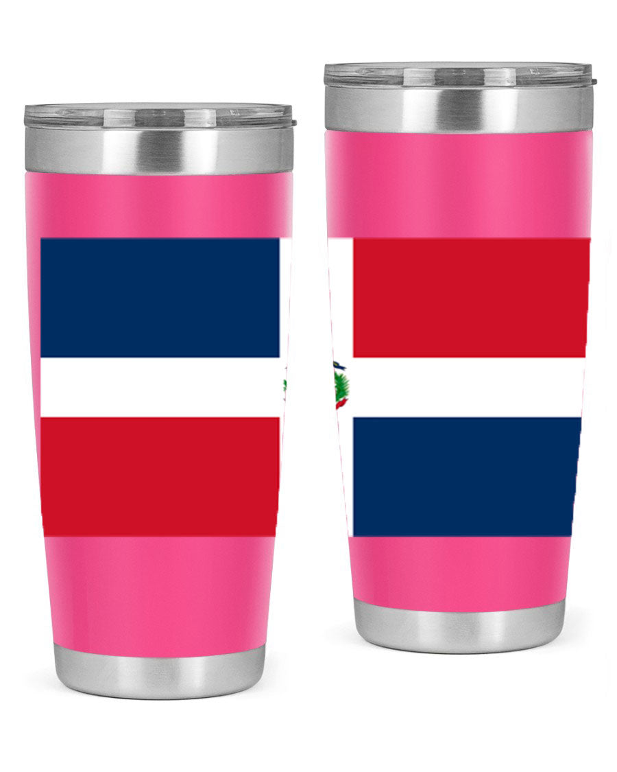 Dominican Republic 148# Tumbler showcasing double wall vacuum stainless steel design with vibrant flag print.