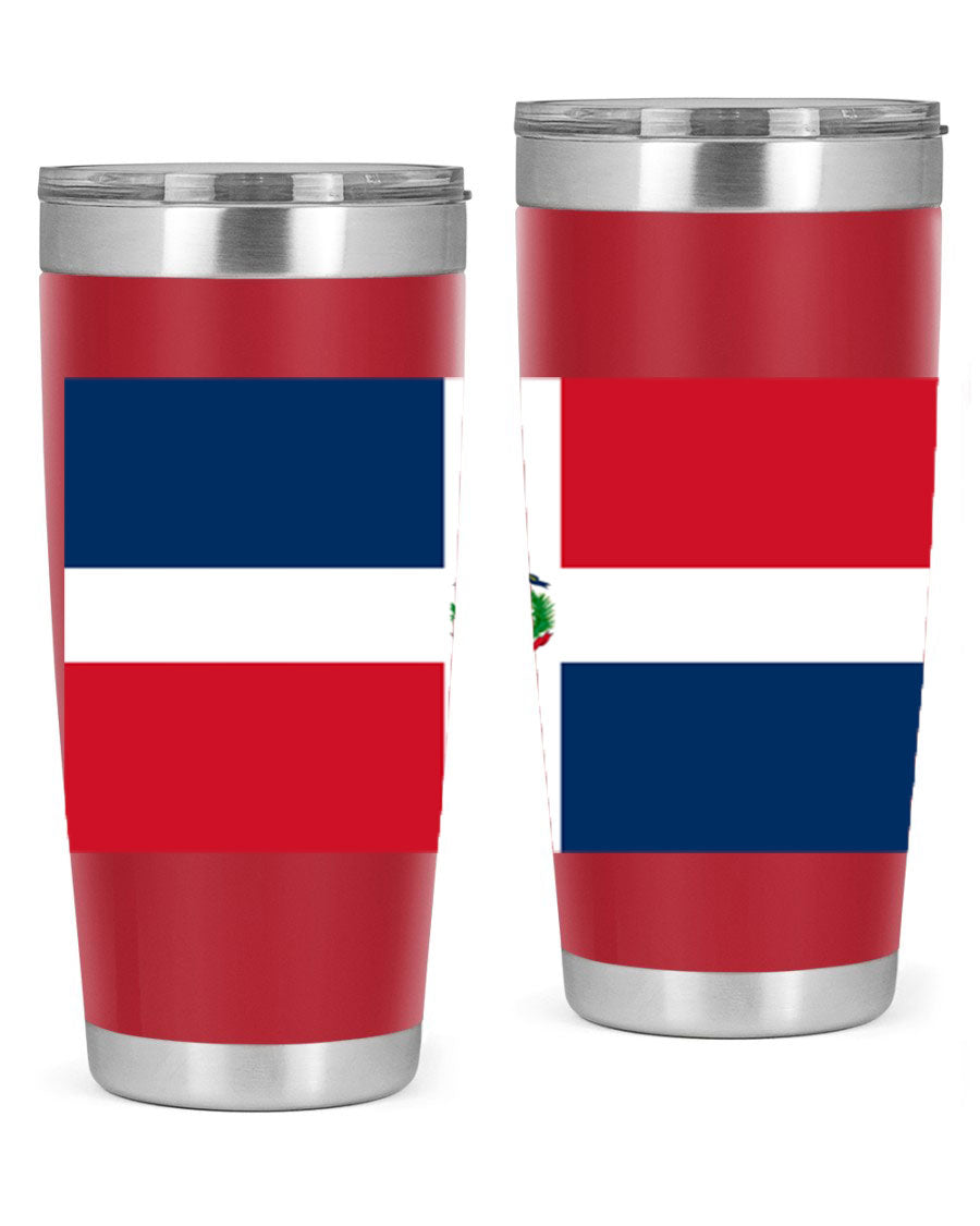 Dominican Republic 148# Tumbler showcasing double wall vacuum stainless steel design with vibrant flag print.