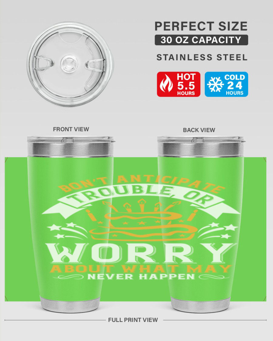 Stylish 20oz and 30oz stainless steel tumblers with motivational quote, featuring double wall vacuum insulation and drink-thru lid.