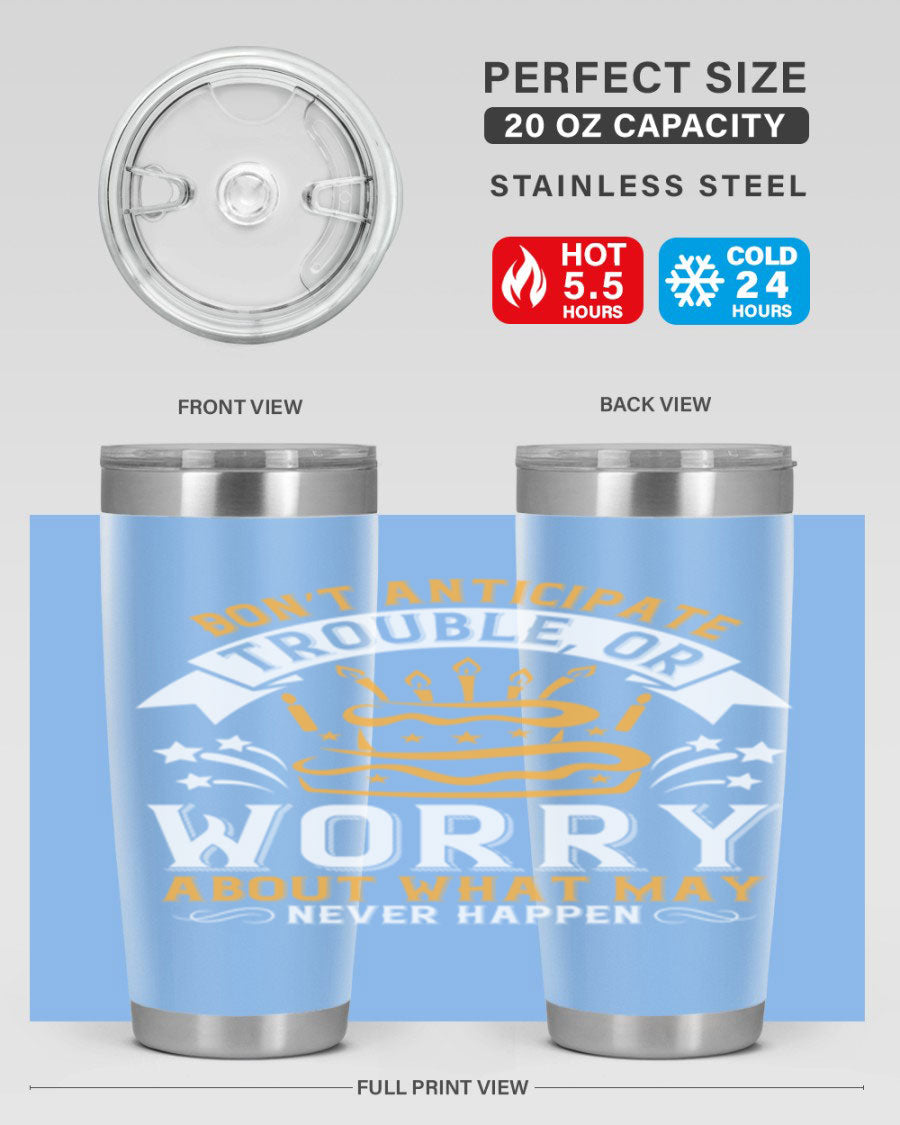 Stylish 20oz and 30oz stainless steel tumblers with motivational quote, featuring double wall vacuum insulation and drink-thru lid.