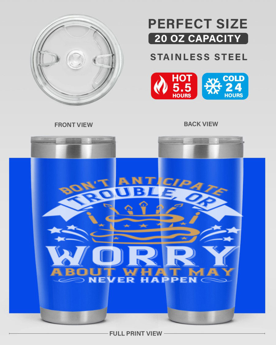 Stylish 20oz and 30oz stainless steel tumblers with motivational quote, featuring double wall vacuum insulation and drink-thru lid.