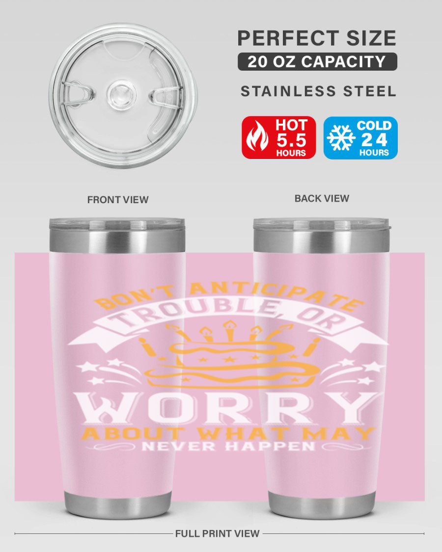 Stylish 20oz and 30oz stainless steel tumblers with motivational quote, featuring double wall vacuum insulation and drink-thru lid.