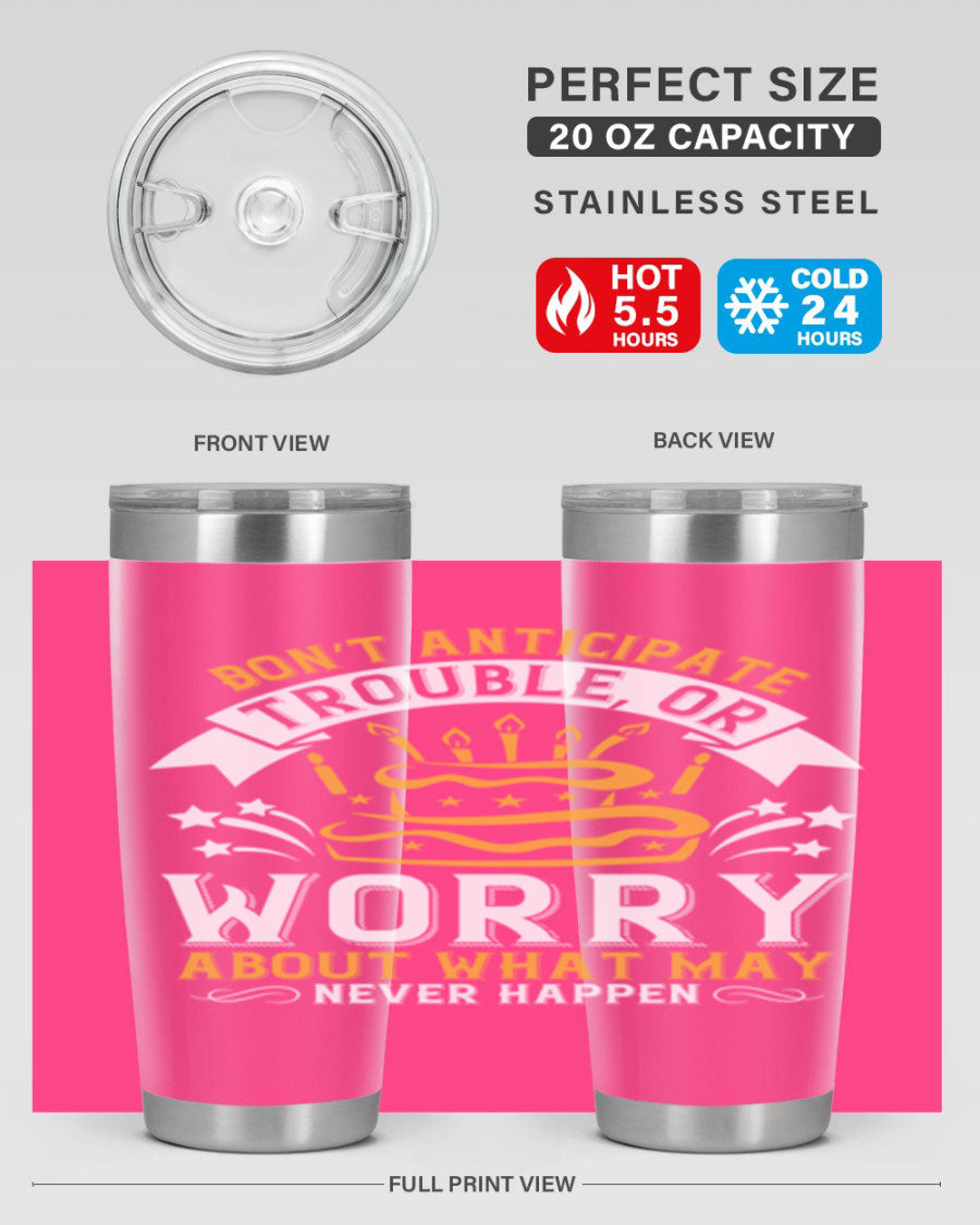 Stylish 20oz and 30oz stainless steel tumblers with motivational quote, featuring double wall vacuum insulation and drink-thru lid.