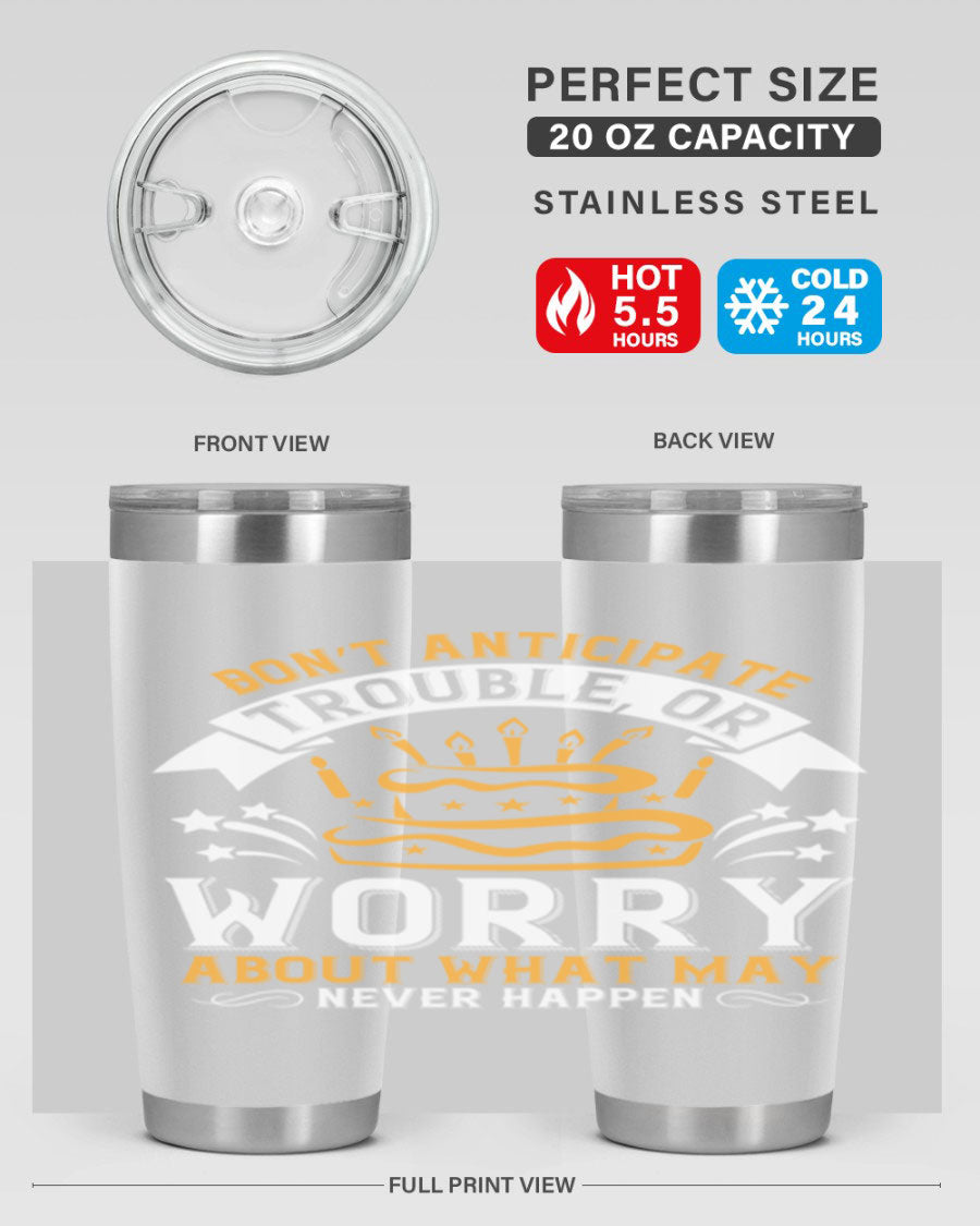 Stylish 20oz and 30oz stainless steel tumblers with motivational quote, featuring double wall vacuum insulation and drink-thru lid.