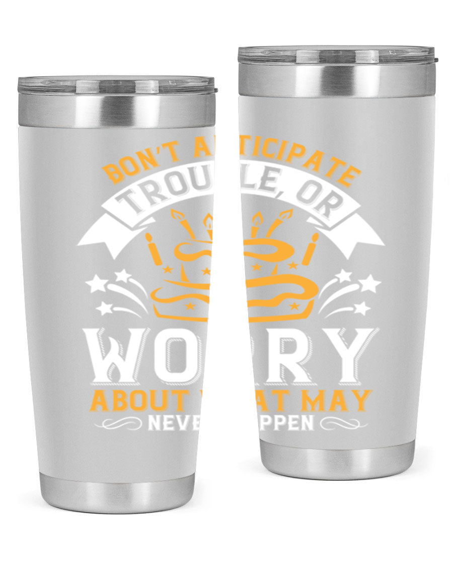 Stylish 20oz and 30oz stainless steel tumblers with motivational quote, featuring double wall vacuum insulation and drink-thru lid.