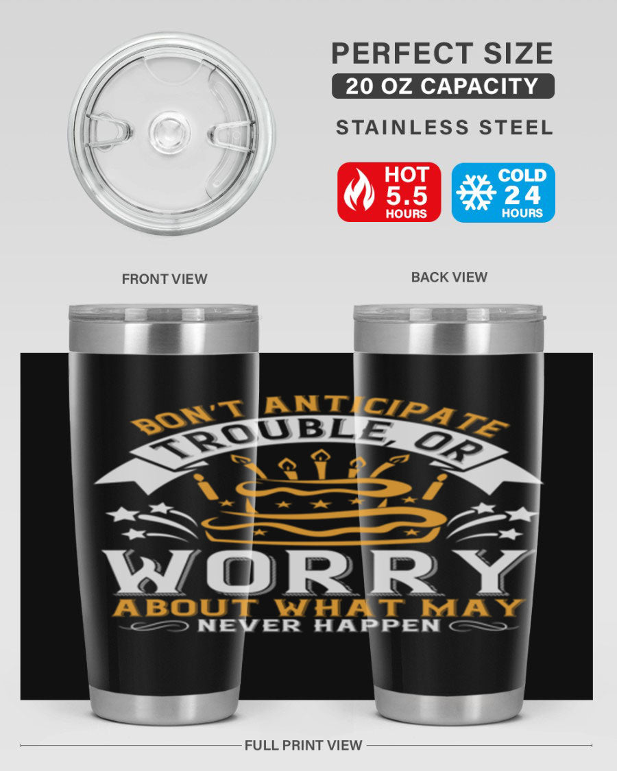Stylish 20oz and 30oz stainless steel tumblers with motivational quote, featuring double wall vacuum insulation and drink-thru lid.
