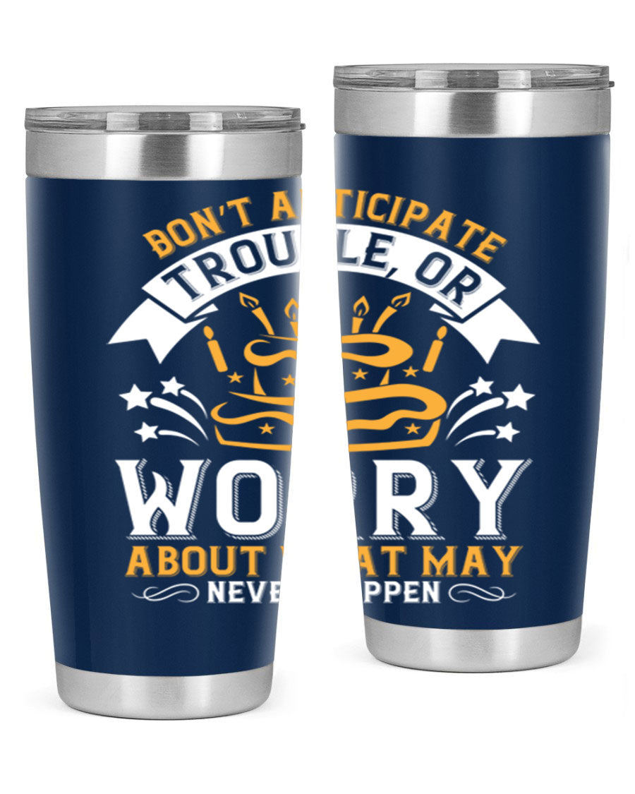 Stylish 20oz and 30oz stainless steel tumblers with motivational quote, featuring double wall vacuum insulation and drink-thru lid.