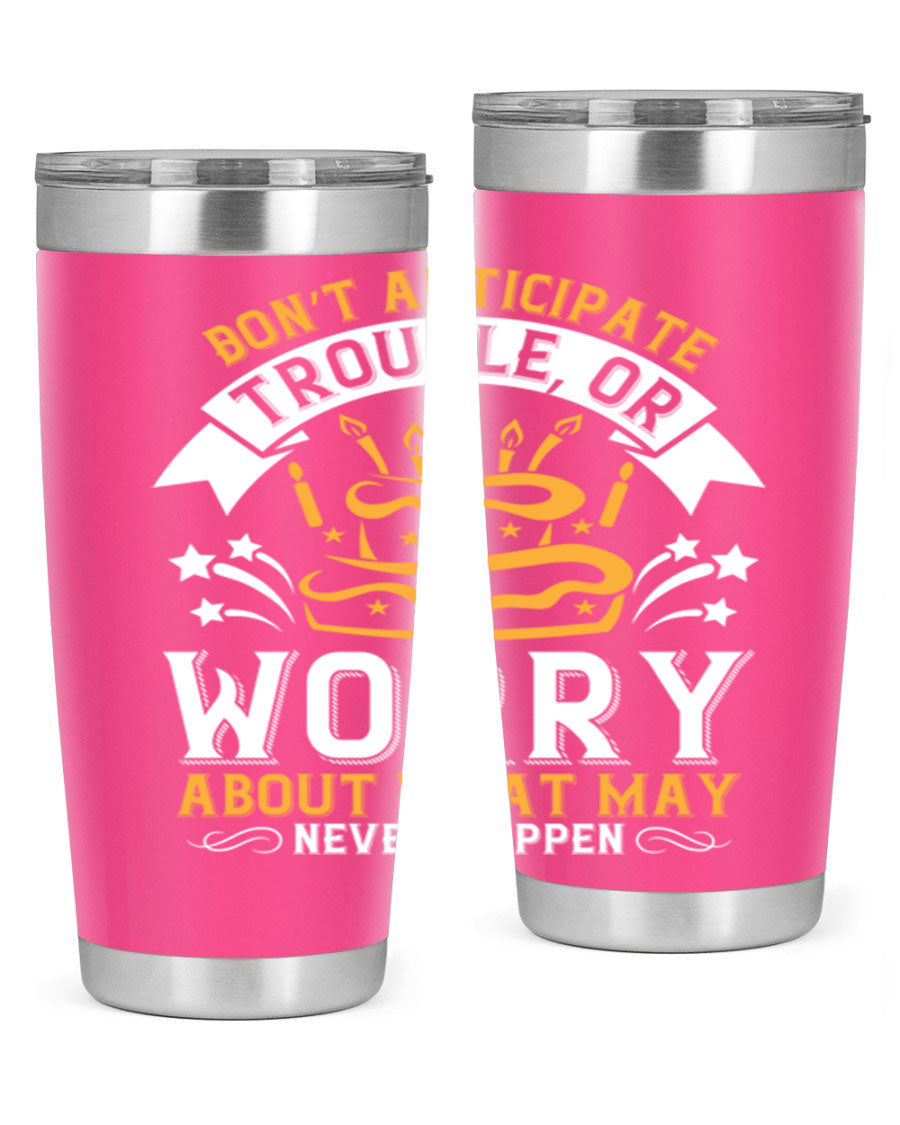 Stylish 20oz and 30oz stainless steel tumblers with motivational quote, featuring double wall vacuum insulation and drink-thru lid.