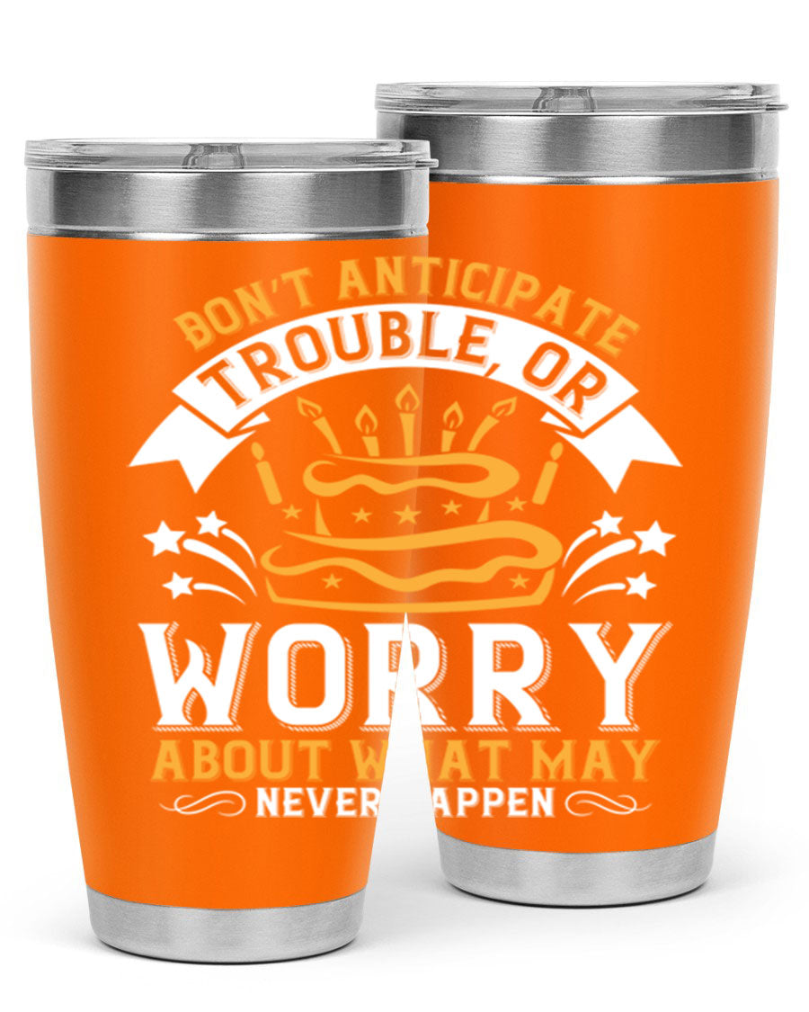 Stylish 20oz and 30oz stainless steel tumblers with motivational quote, featuring double wall vacuum insulation and drink-thru lid.