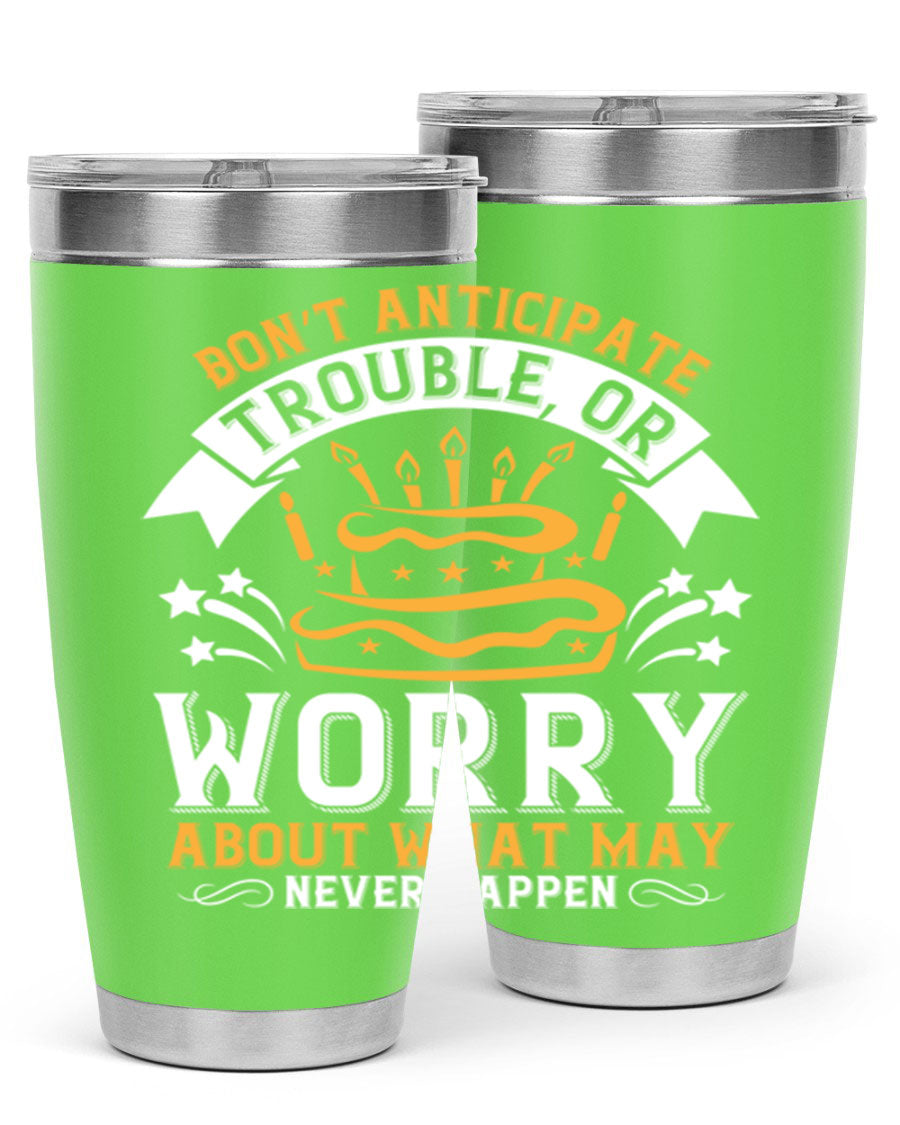 Stylish 20oz and 30oz stainless steel tumblers with motivational quote, featuring double wall vacuum insulation and drink-thru lid.
