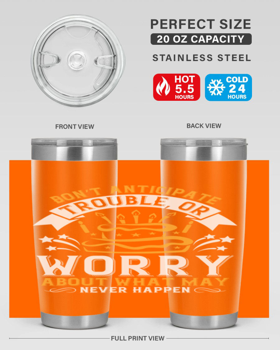 Stylish 20oz and 30oz stainless steel tumblers with motivational quote, featuring double wall vacuum insulation and drink-thru lid.