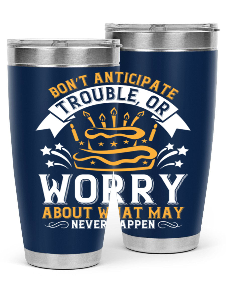 Stylish 20oz and 30oz stainless steel tumblers with motivational quote, featuring double wall vacuum insulation and drink-thru lid.