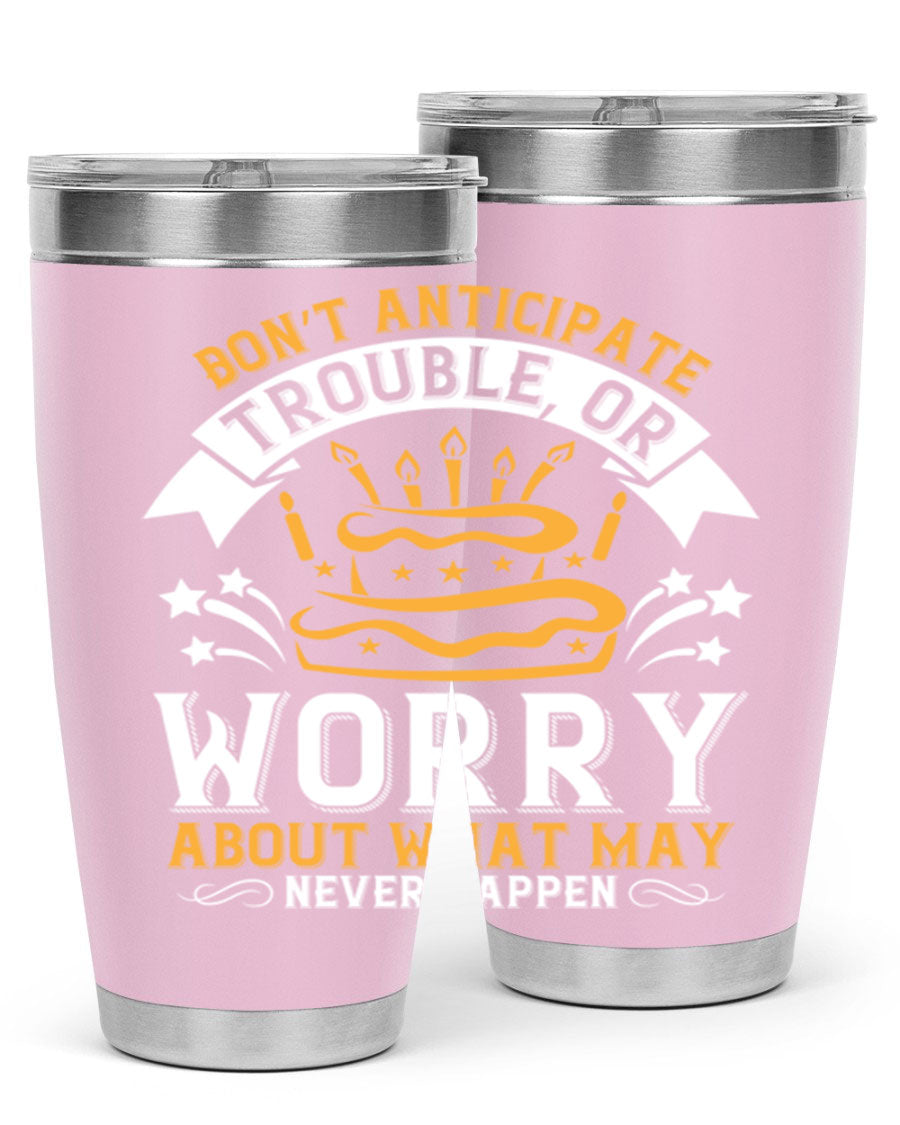 Stylish 20oz and 30oz stainless steel tumblers with motivational quote, featuring double wall vacuum insulation and drink-thru lid.