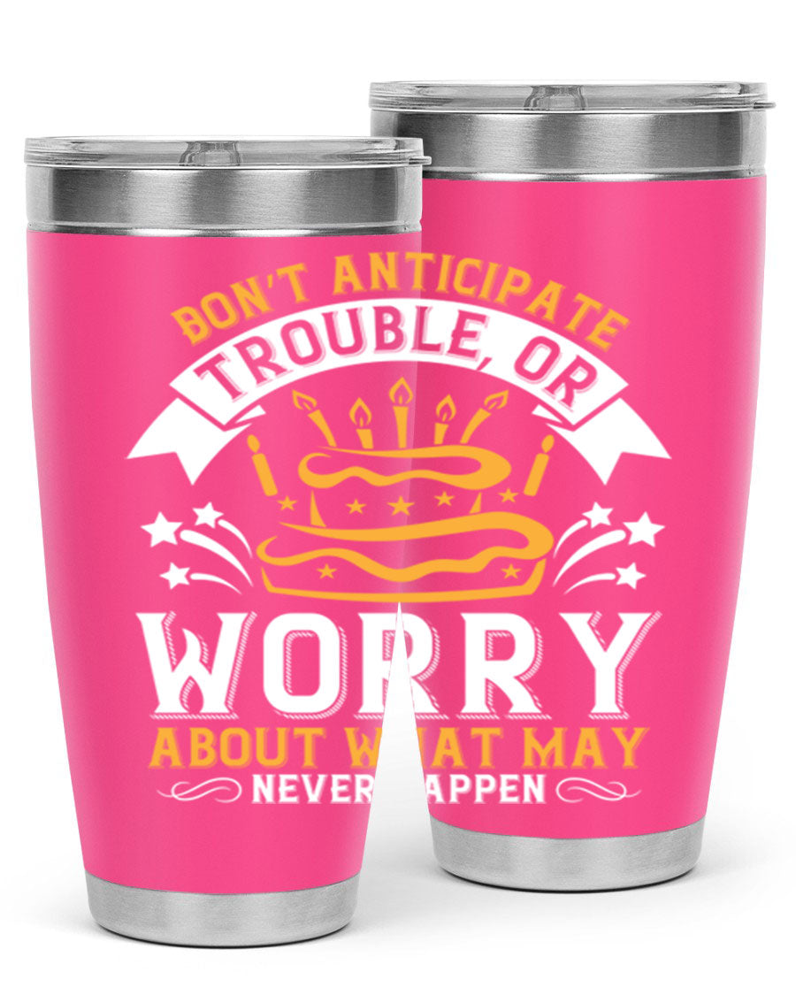 Stylish 20oz and 30oz stainless steel tumblers with motivational quote, featuring double wall vacuum insulation and drink-thru lid.