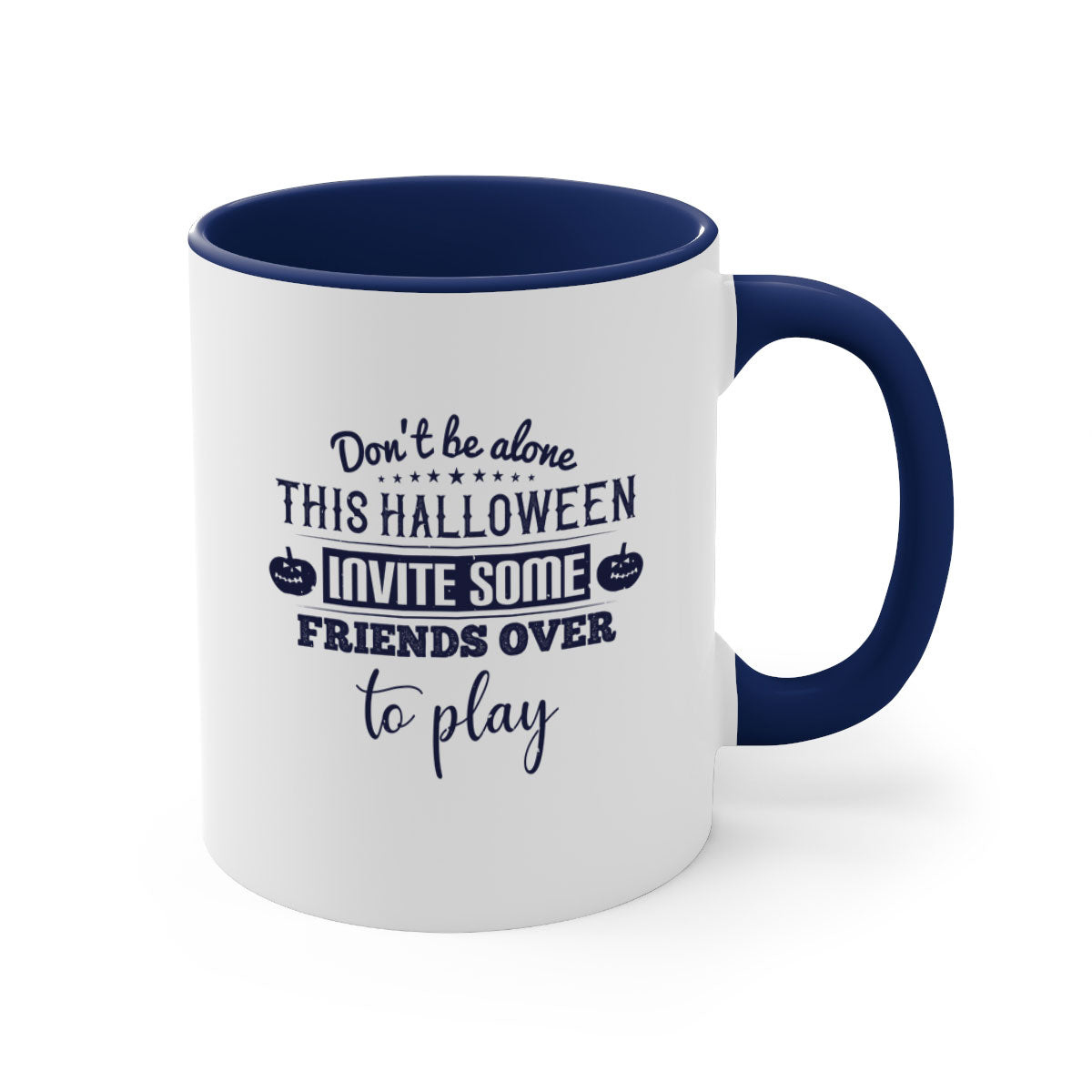A stylish two-tone Halloween mug with a colored handle and glossy finish, perfect for coffee or tea.