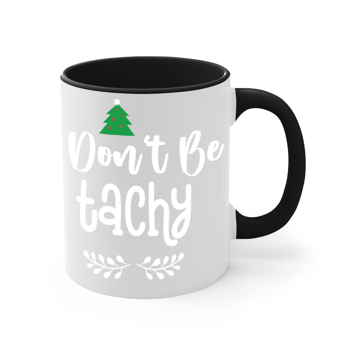 Don't Be Tachy Style 184# Christmas Mug featuring a two-tone design with a colored handle and glossy finish, available in multiple colors.