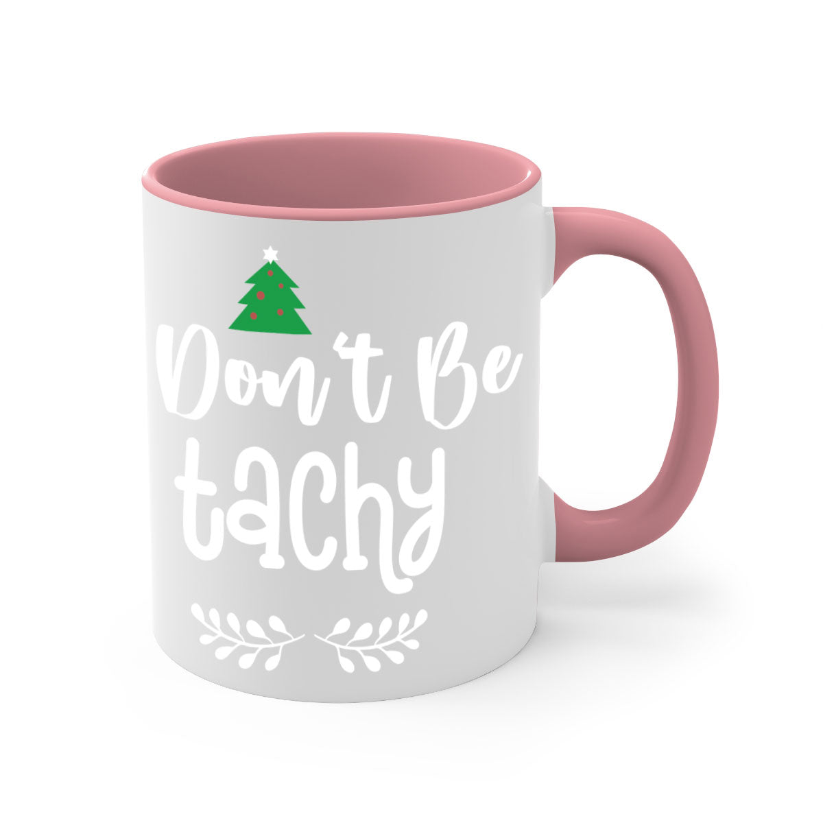 Don't Be Tachy Style 184# Christmas Mug featuring a two-tone design with a colored handle and glossy finish, available in multiple colors.