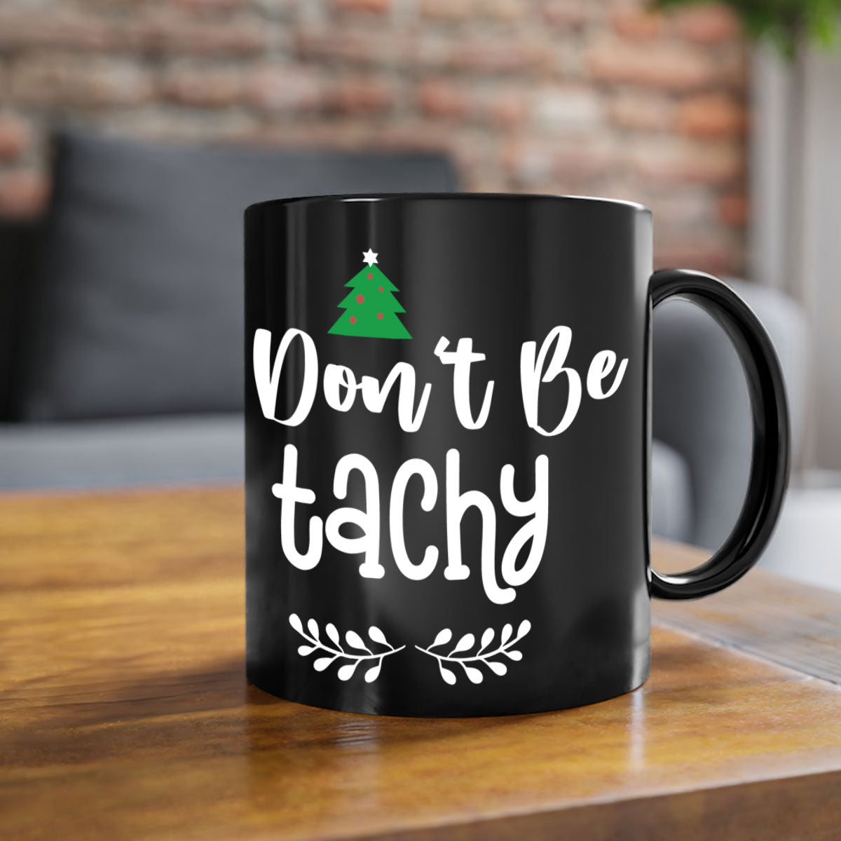 Don't Be Tachy Style 184# Christmas Mug featuring a two-tone design with a colored handle and glossy finish, available in multiple colors.