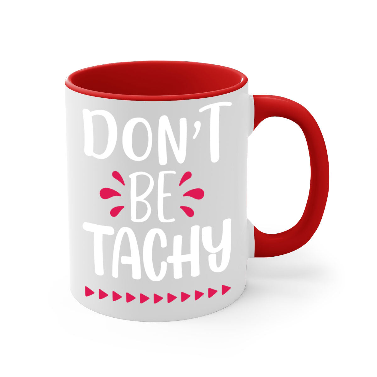 Don't Be Tachy Style 185# Christmas Mug with colorful handle and interior, showcasing a glossy finish.