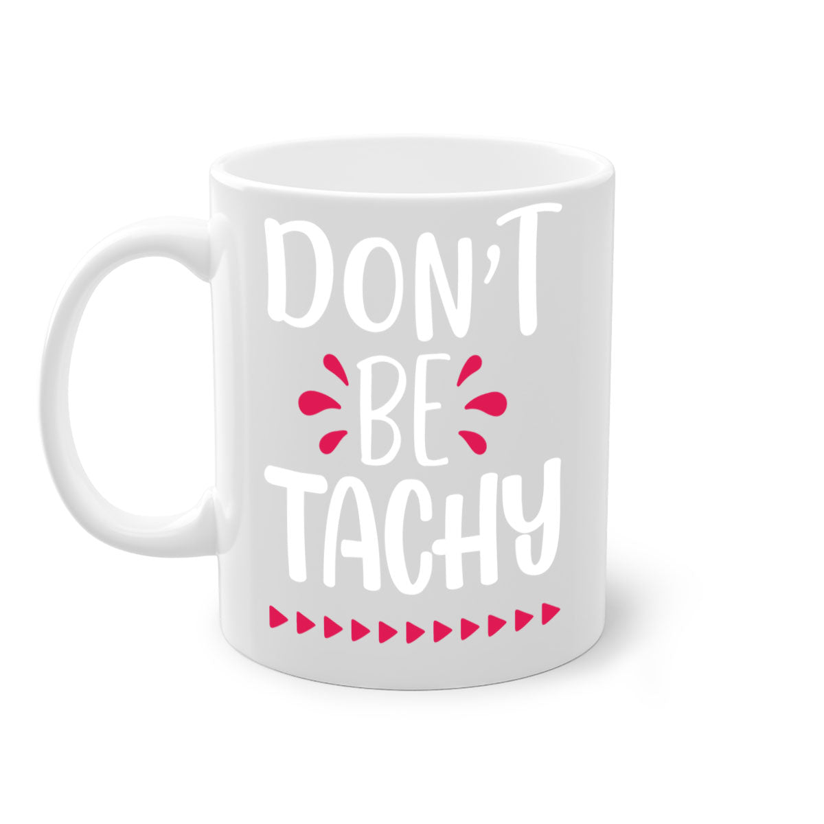 Don't Be Tachy Style 185# Christmas Mug with colorful handle and interior, showcasing a glossy finish.