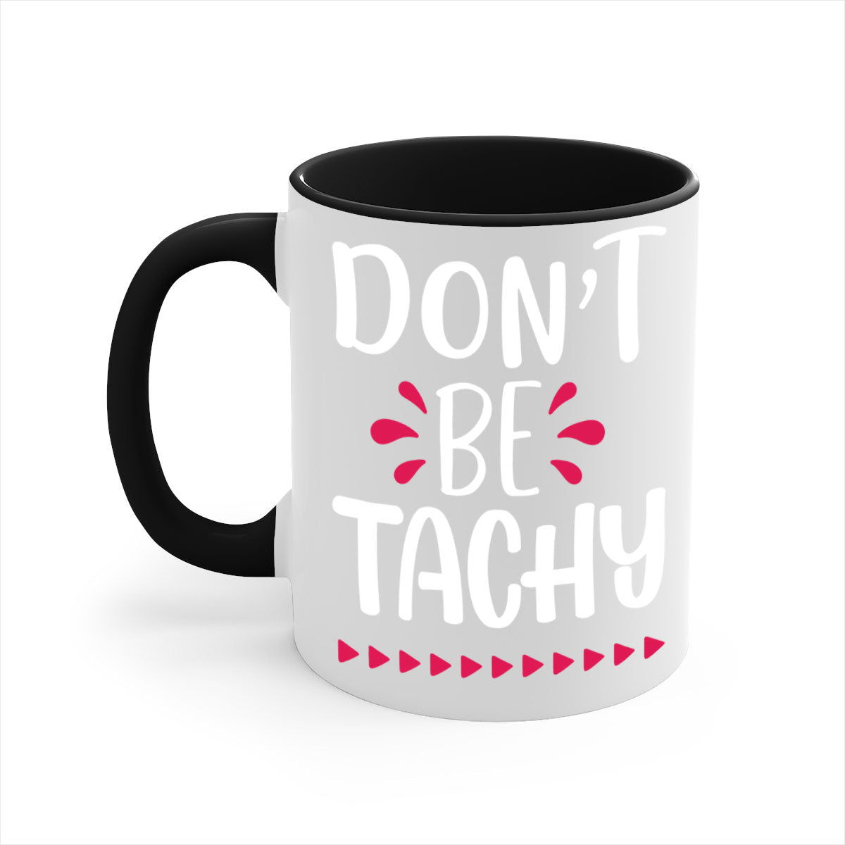 Don't Be Tachy Style 185# Christmas Mug with colorful handle and interior, showcasing a glossy finish.