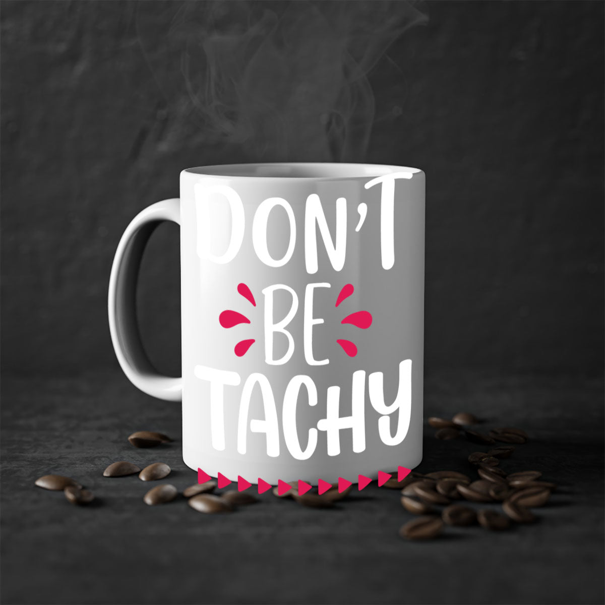 Don't Be Tachy Style 185# Christmas Mug with colorful handle and interior, showcasing a glossy finish.