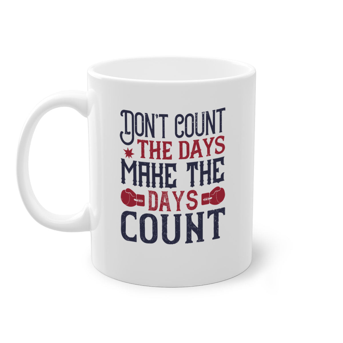 A stylish two-tone ceramic coffee mug with a motivational quote, available in five colors and two sizes.