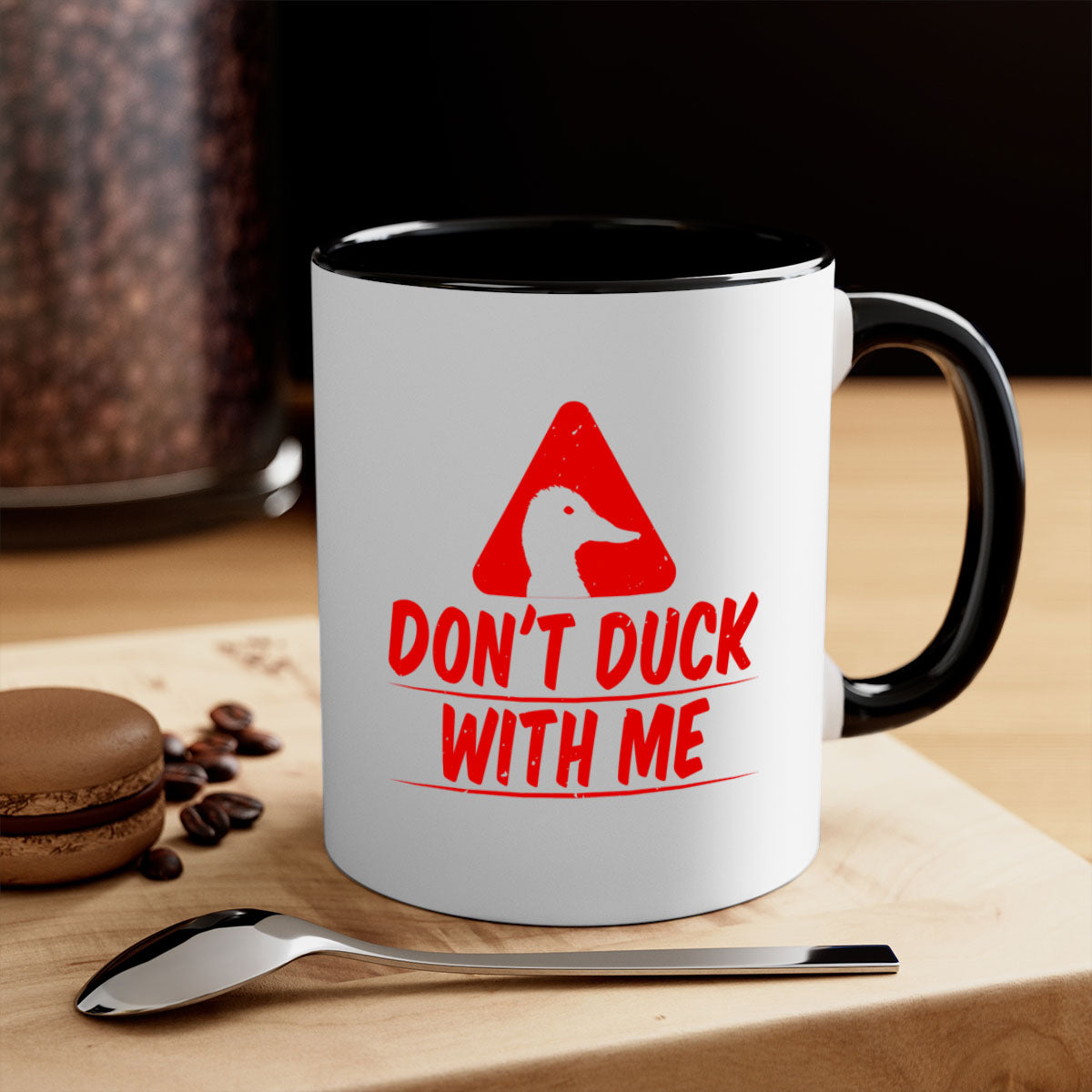 Dont duck with me Style 3# Mug featuring a glossy finish, colored handle, and interior, available in multiple colors.
