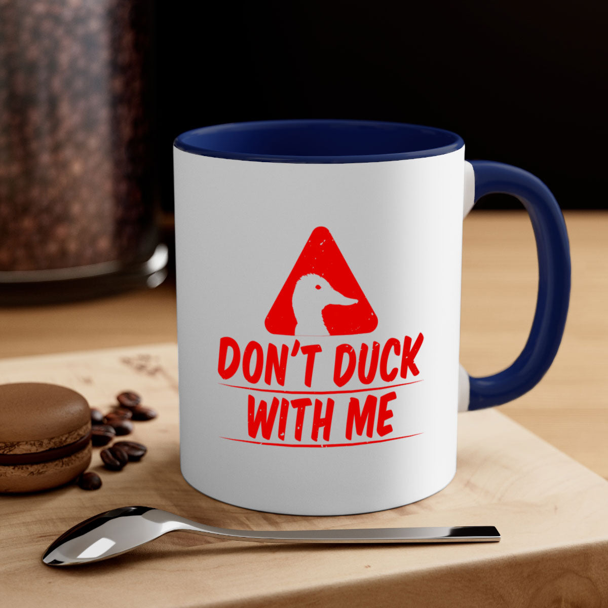 Dont duck with me Style 3# Mug featuring a glossy finish, colored handle, and interior, available in multiple colors.