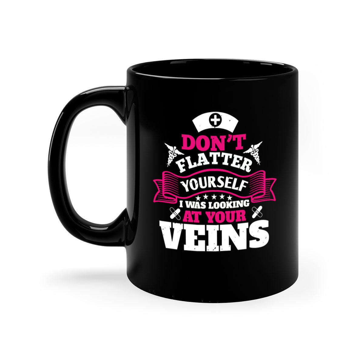 A stylish dont flatter yourself mug with a glossy finish, featuring a colored handle and interior, available in multiple colors.