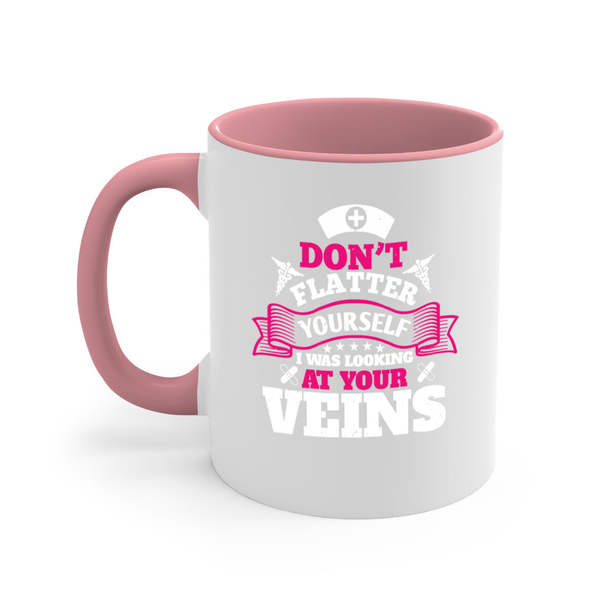 A stylish dont flatter yourself mug with a glossy finish, featuring a colored handle and interior, available in multiple colors.