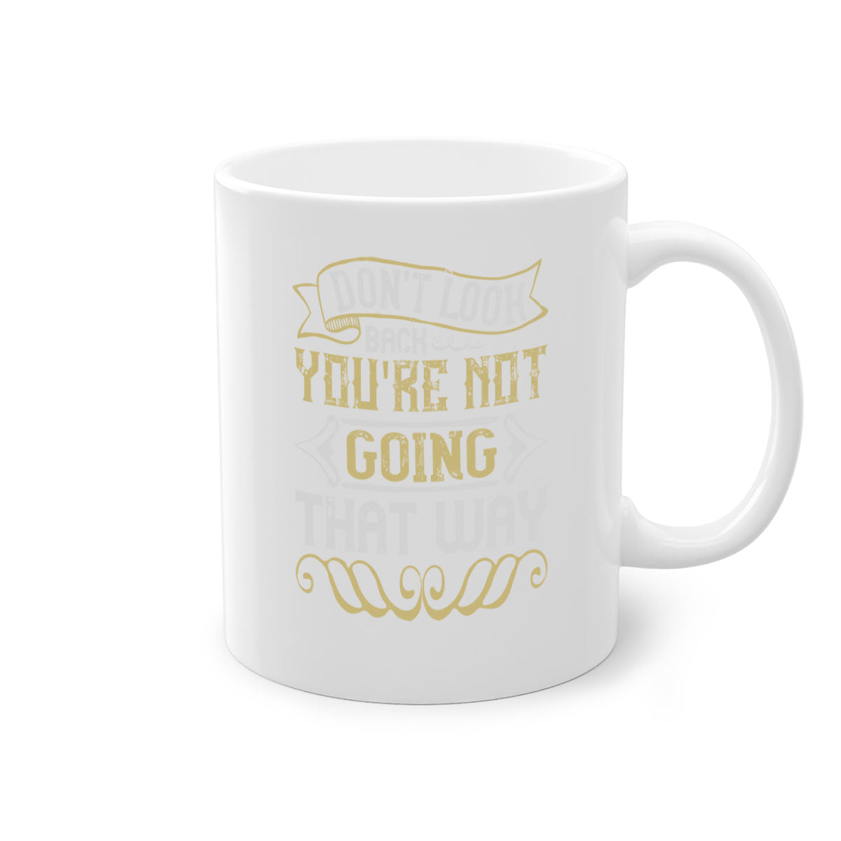A stylish two-tone ceramic mug with a motivational quote, featuring a colored handle and glossy finish, available in multiple colors.