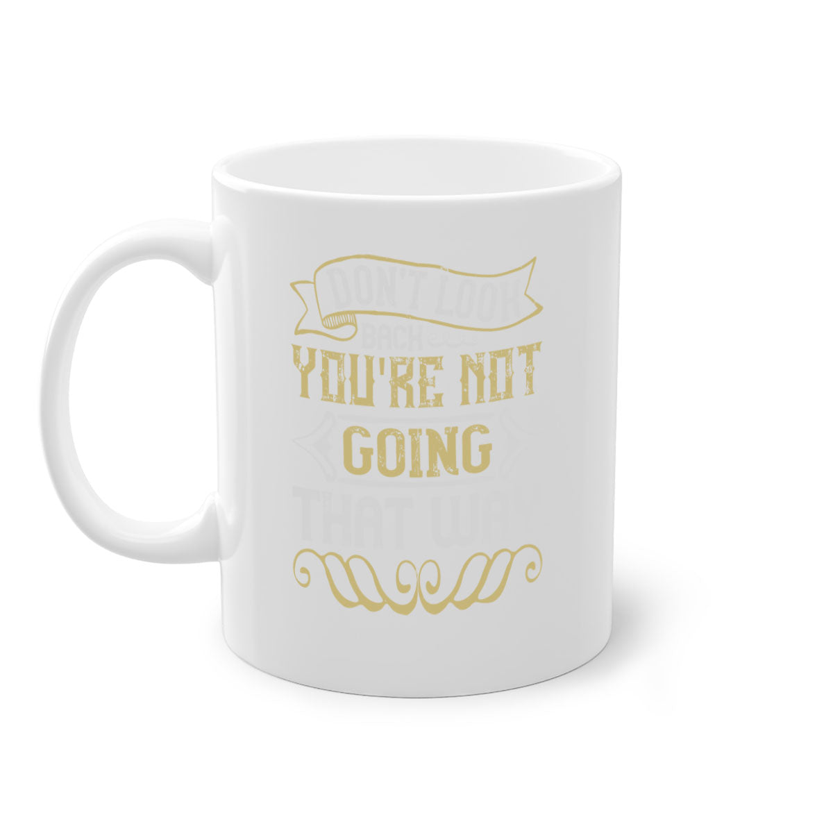 A stylish two-tone ceramic mug with a motivational quote, featuring a colored handle and glossy finish, available in multiple colors.