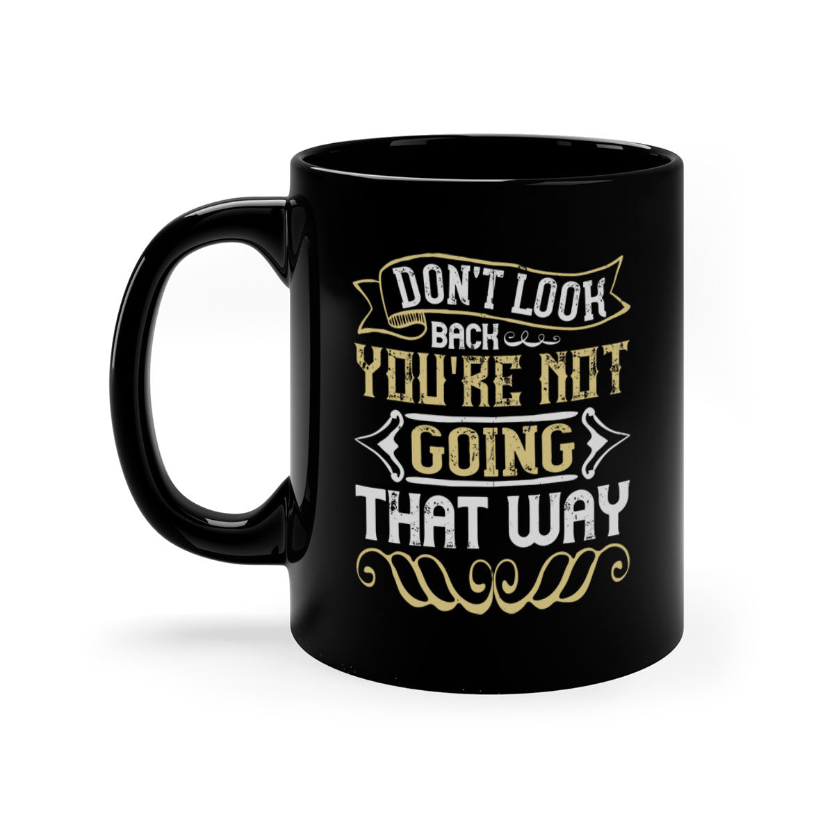 A stylish two-tone ceramic mug with a motivational quote, featuring a colored handle and glossy finish, available in multiple colors.