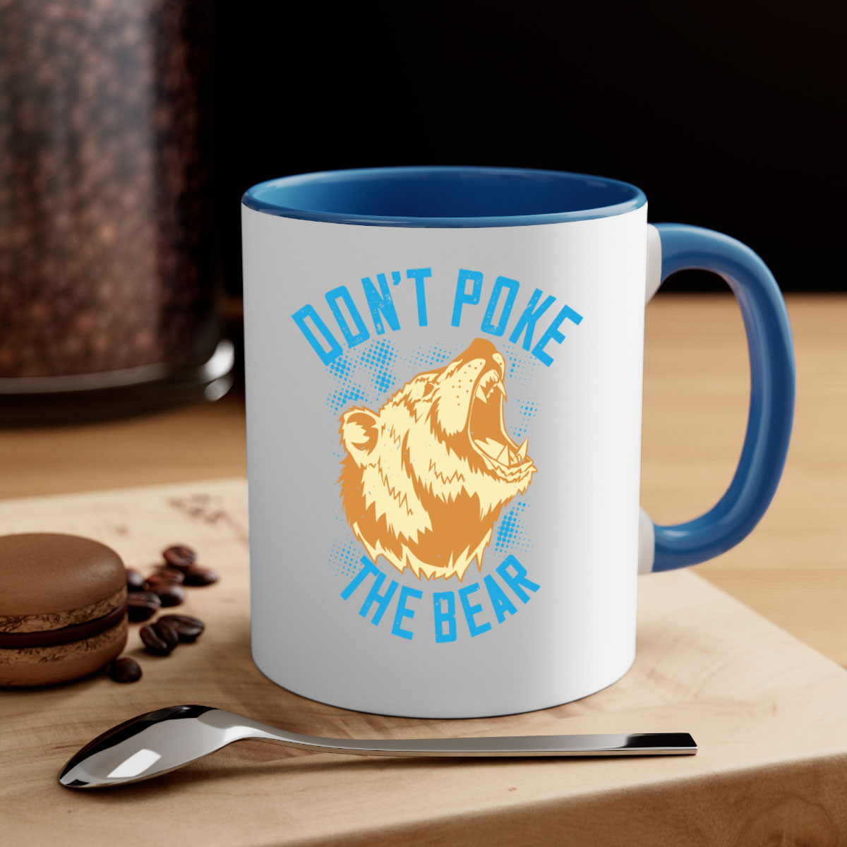 Don’t poke the bear 8# Mug featuring a glossy finish, colored handle, and interior, available in multiple colors.