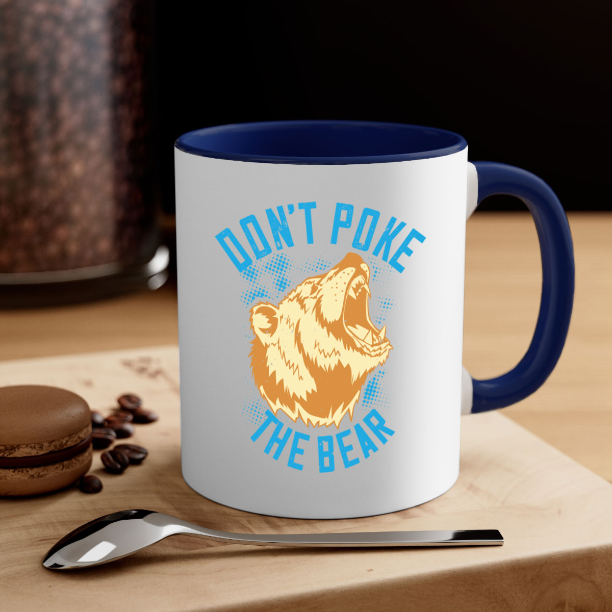 Don’t poke the bear 8# Mug featuring a glossy finish, colored handle, and interior, available in multiple colors.