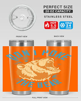 Don’t Poke the Bear 20oz Tumbler made of stainless steel with a vibrant design, showcasing its double wall vacuum insulation.