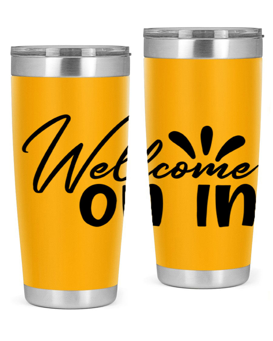 A stylish dont stop be leaving 73# Tumbler made of double wall vacuum stainless steel, featuring a drink-thru lid and vibrant print.