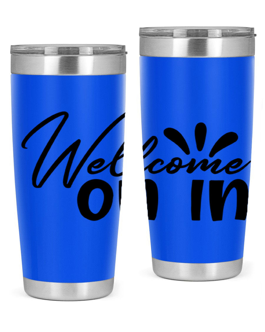 A stylish dont stop be leaving 73# Tumbler made of double wall vacuum stainless steel, featuring a drink-thru lid and vibrant print.