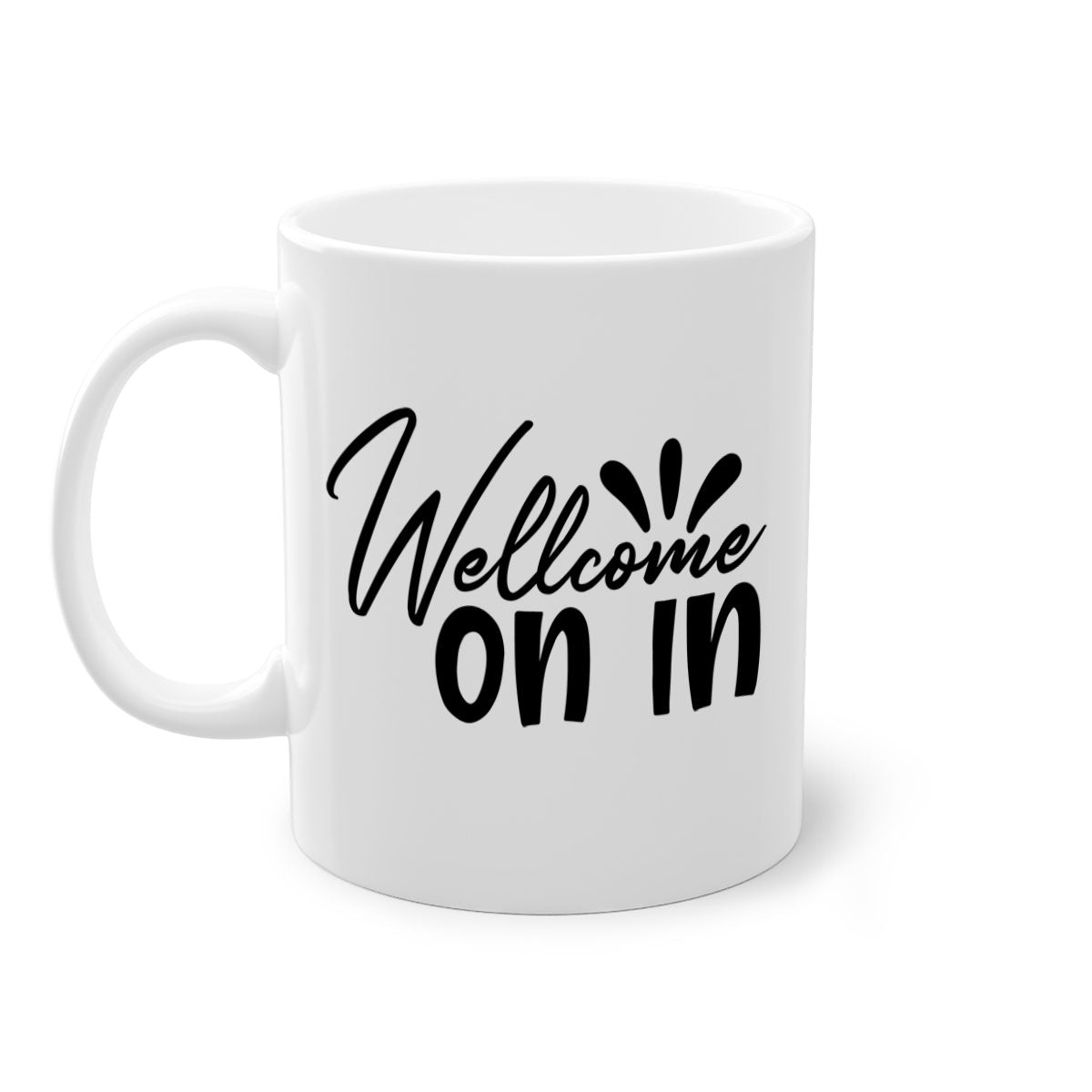 A stylish dont stop be leaving 73# Mug with a glossy finish, featuring a colored handle and interior, available in multiple colors.