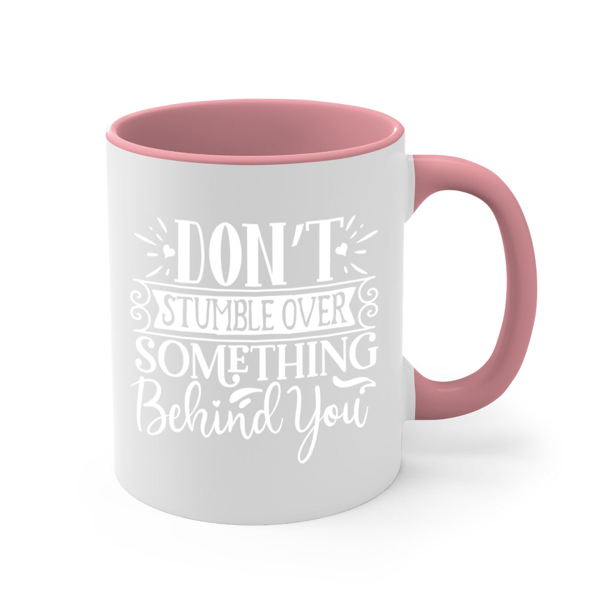 A stylish two-tone ceramic mug with a motivational quote, featuring a colored handle and glossy finish, available in multiple colors.