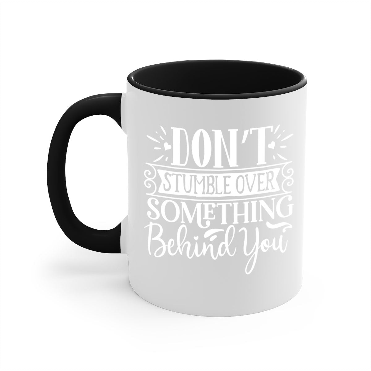 A stylish two-tone ceramic mug with a motivational quote, featuring a colored handle and glossy finish, available in multiple colors.
