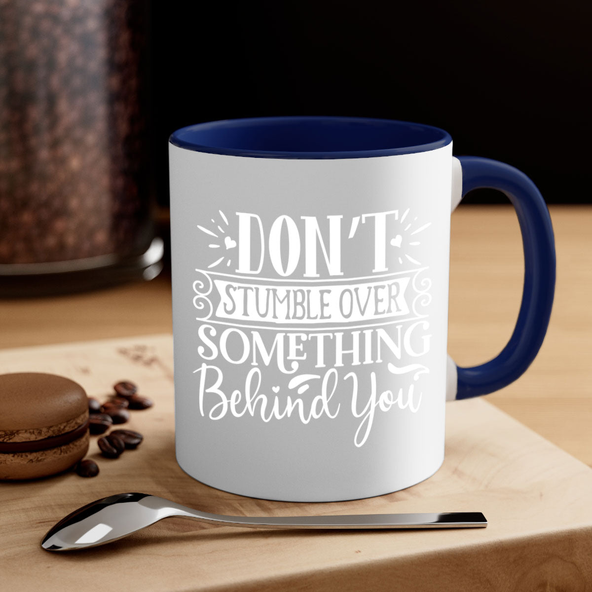 A stylish two-tone ceramic mug with a motivational quote, featuring a colored handle and glossy finish, available in multiple colors.