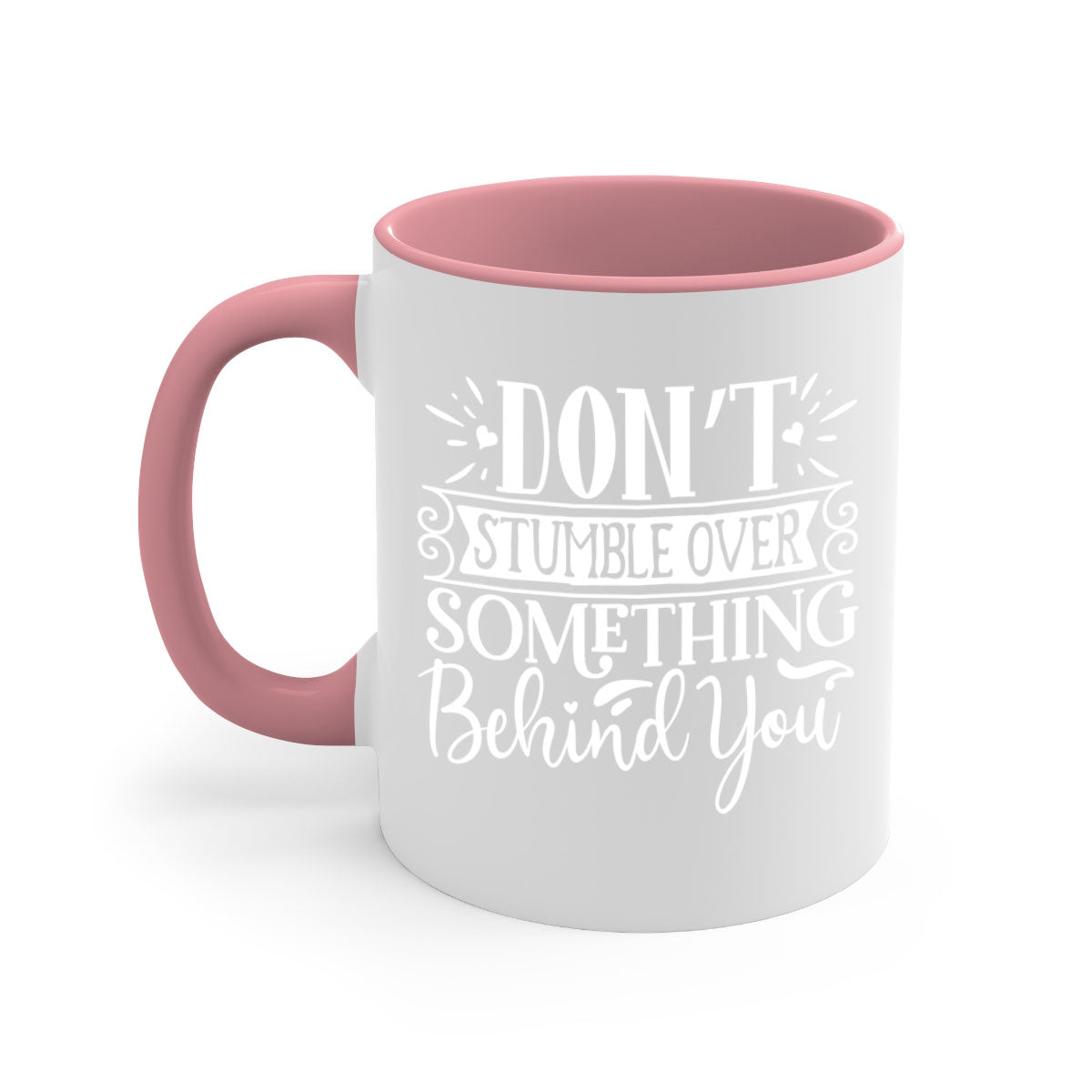 A stylish two-tone ceramic mug with a motivational quote, featuring a colored handle and glossy finish, available in multiple colors.
